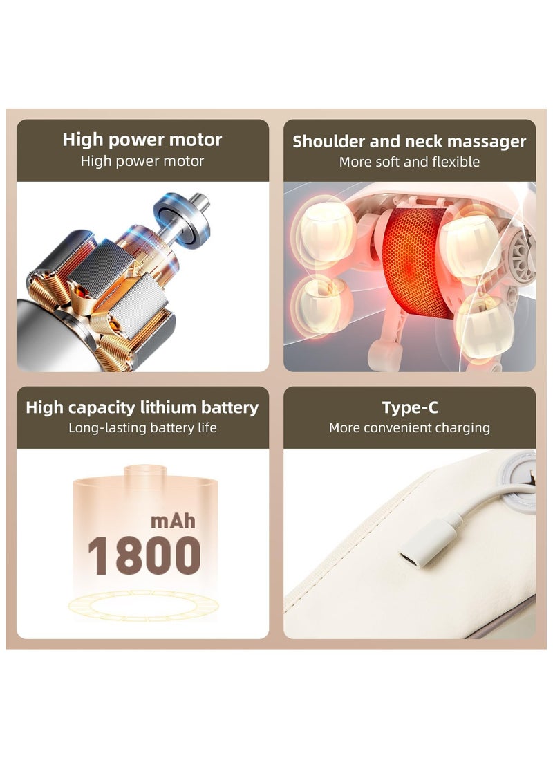 Mini Neck Massager, Shiatsu Back Neck Massager with Heat, Electric Massager for Back & Shoulder, Massage Pillow for Neck, Back, Shoulder, Leg, Deep Massage at Home for Muscle Relaxation