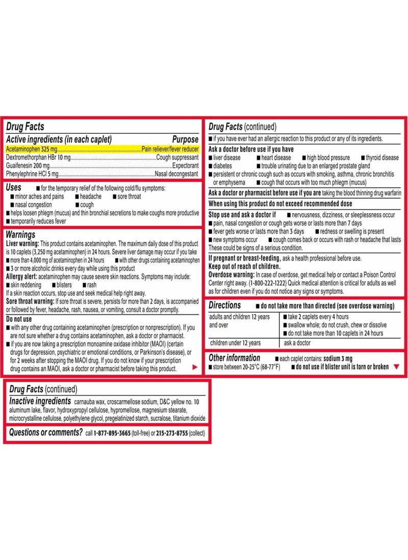 Cold + Flu Severe, Acetaminophen 24 Caplets