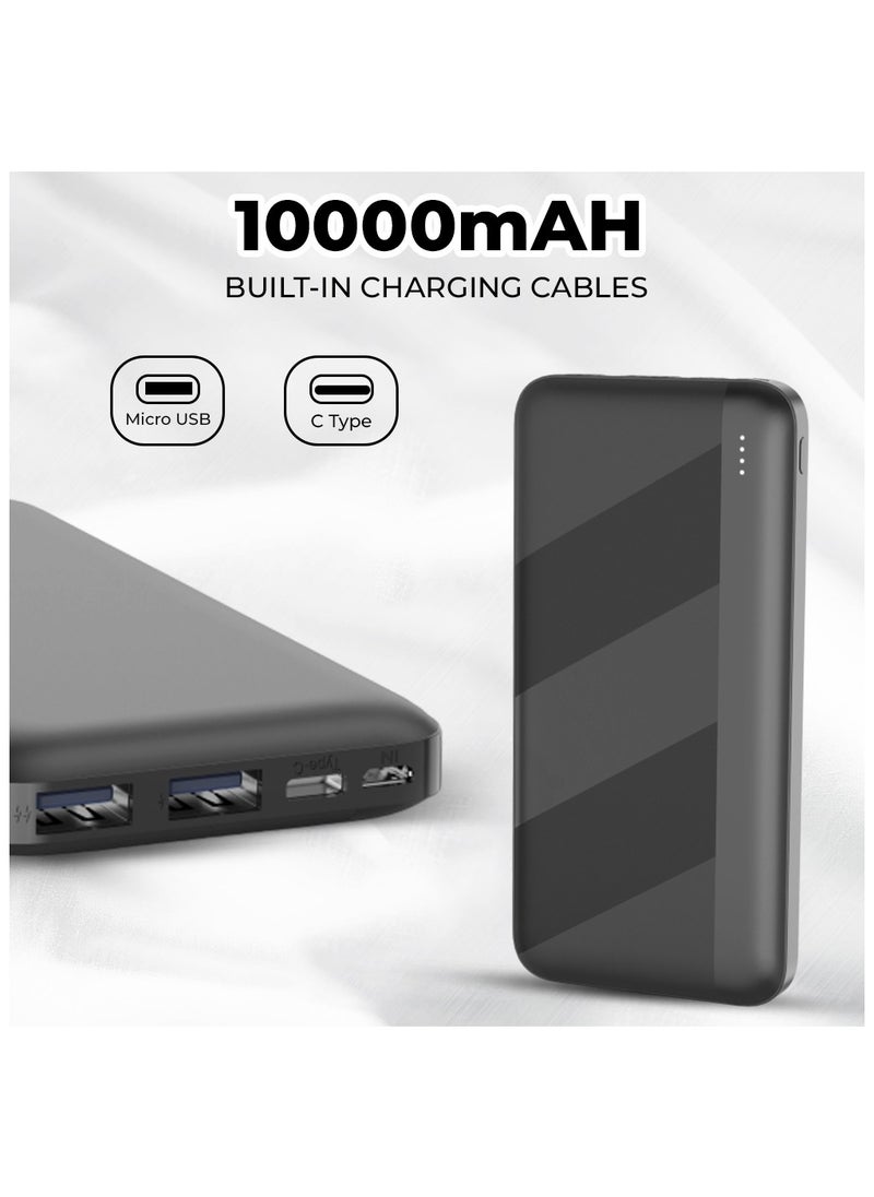 10000mAh 22.5W Fast Charging Portable Power Bank  with USB C and dual A ports for Charging iPhone, Android, AirPods, iPad & More in Elegant Black