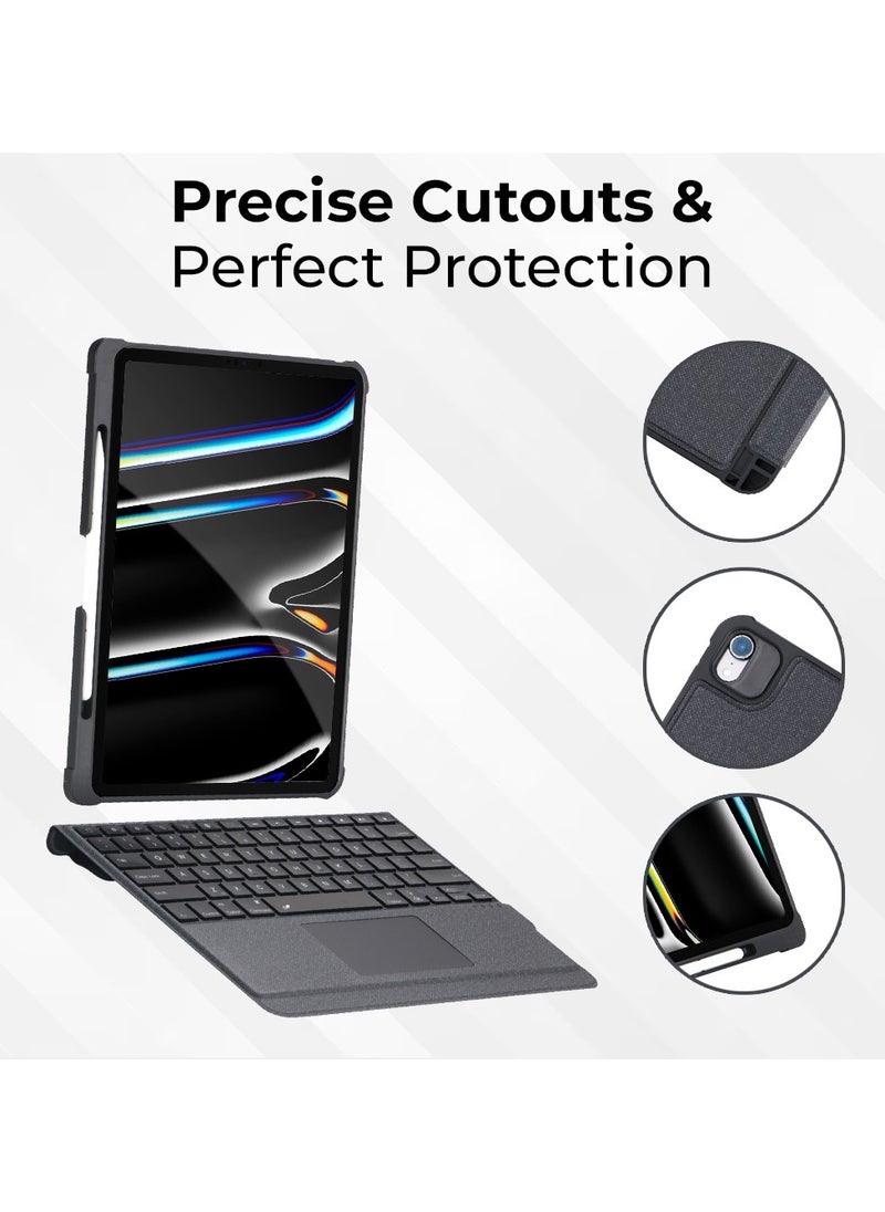 iPad Keyboard Folio Combo for iPad Pro 12.9 3rd 4th 5th gen 2018/2020/2021 with Detachable Keyboard Trackpad and Smart Connector English & Arabic with Screen Protector in Elegant Black
