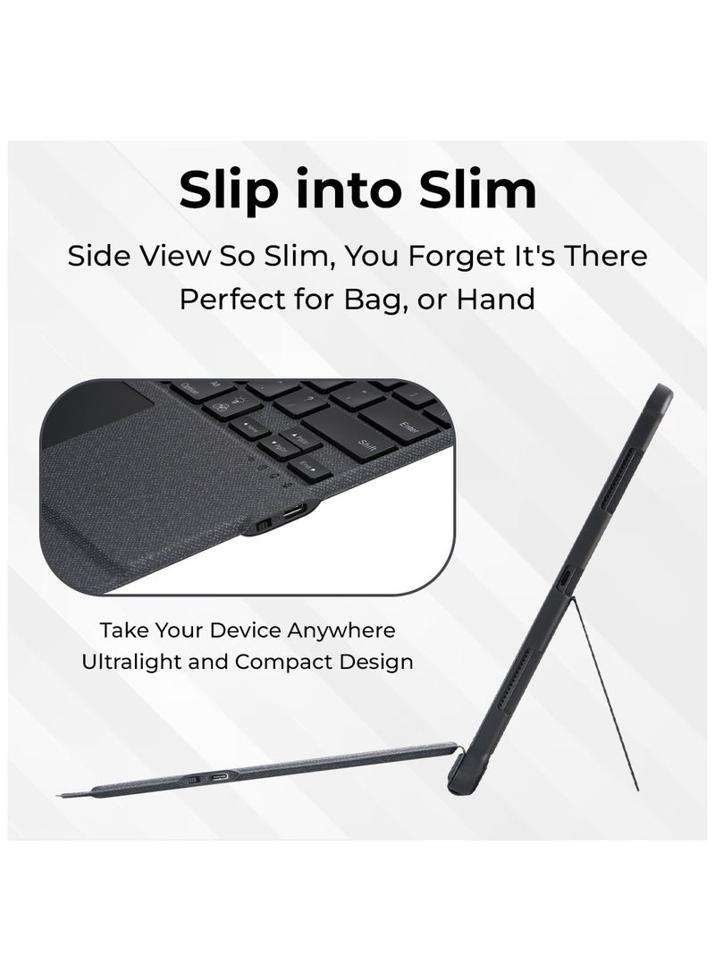 iPad 10.2/ Air 10.5 7th 8th 9th gen 2019/2020/2021 iPad Keyboard Folio Combo With Detachable Backlit Keyboard Trackpad And Smart Connector English And Arabic With Screen Protector In Elegant Black