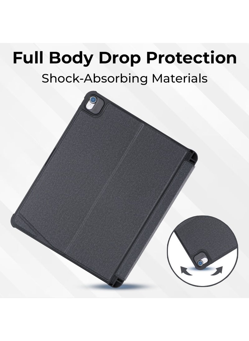 iPad 10.2/ Air 10.5 7th 8th 9th gen 2019/2020/2021 iPad Keyboard Folio Combo With Detachable Backlit Keyboard Trackpad And Smart Connector English And Arabic With Screen Protector In Elegant Black