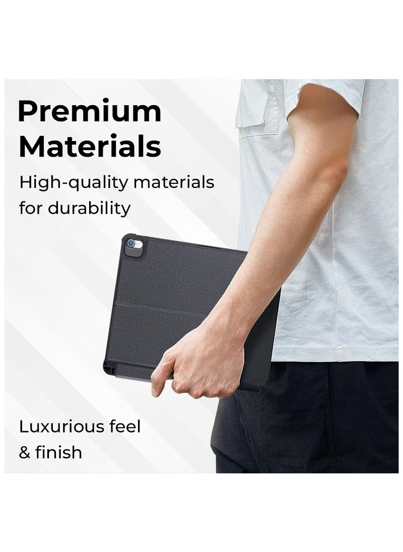 iPad 10.2/ Air 10.5 7th 8th 9th gen 2019/2020/2021 iPad Keyboard Folio Combo With Detachable Backlit Keyboard Trackpad And Smart Connector English And Arabic With Screen Protector In Elegant Black