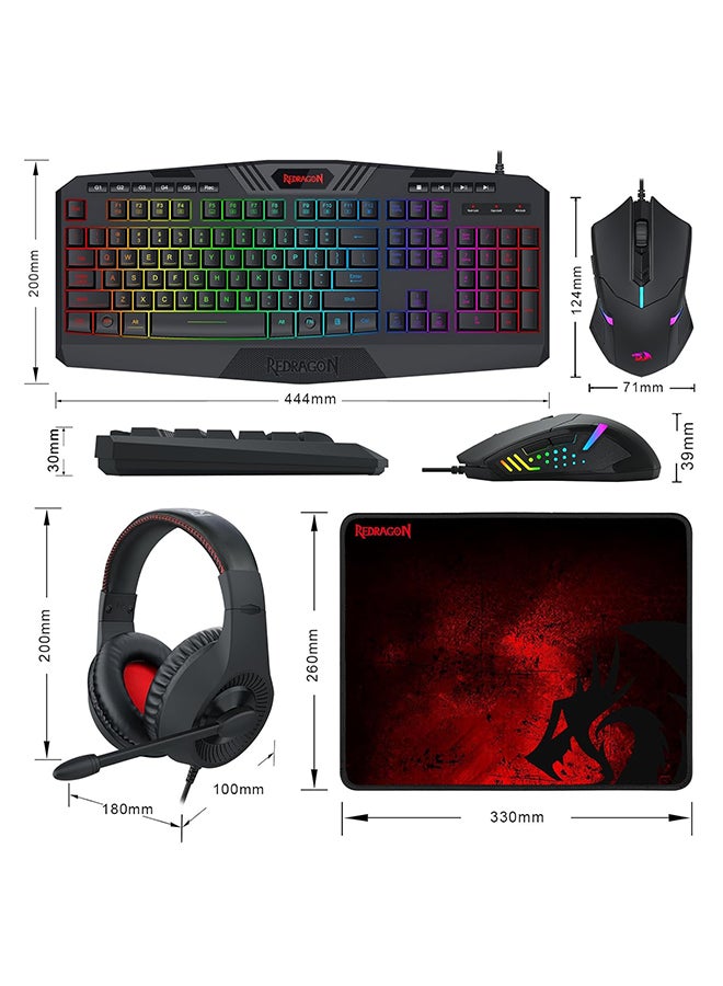 4 in 1 Combo S101-BA-2 Keyboard, Mouse, Headset & Mouse Pad