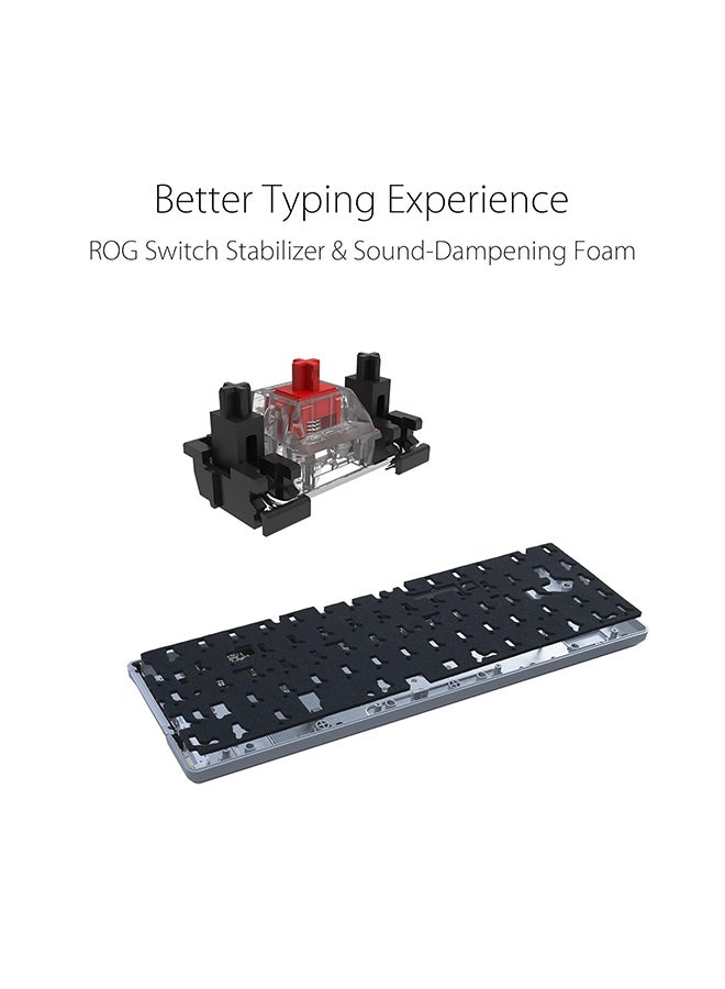 ROG Falchion Ace 65% RGB Compact Gaming Mechanical Keyboard, Lubed ROG NX Red Switches And Switch Stabilizers, Sound-Dampening Foam, PBT Keycaps, Wired with KVM, Three Angles, Cover Case