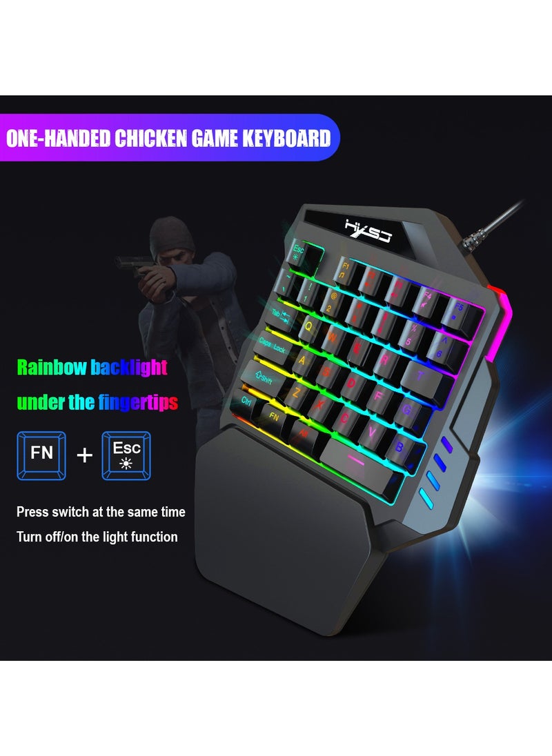 Wired Keyboard With Mouse Set Black