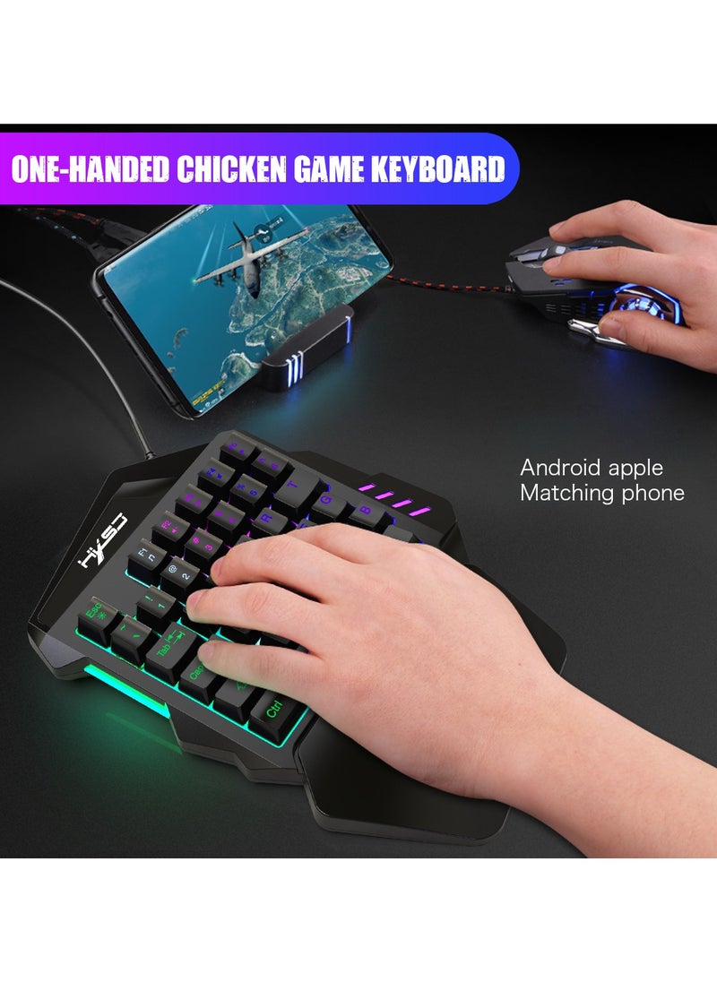 Wired Keyboard With Mouse Set Black