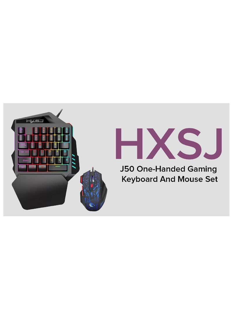 Wired Keyboard With Mouse Set Black