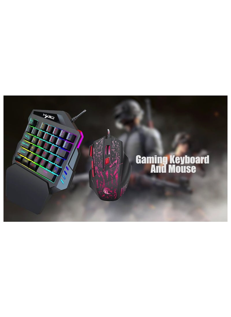 Wired Keyboard With Mouse Set Black