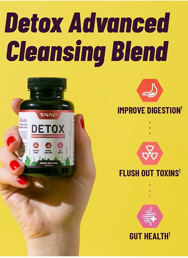 Detox Advanced Cleansing Psyllium husk,Fennel Helps remove toxins,Aids Digestion Gut Health Dietary Supplement - 60 Capsules