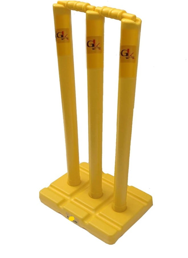 Golden Kick GK Kids Cricket Set | Rubber Grip Bat, Soft Ball & Wicket Stumps | Molded Plastic All-Weather | Ages 4-8 or 8-11