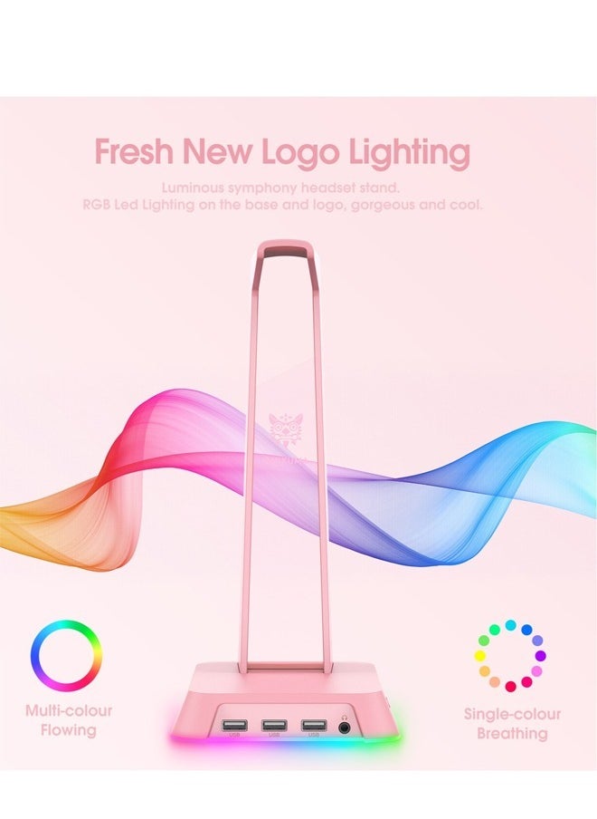 ONIKUMA Gaming Headphone Stand With White RGB Lighting USB port