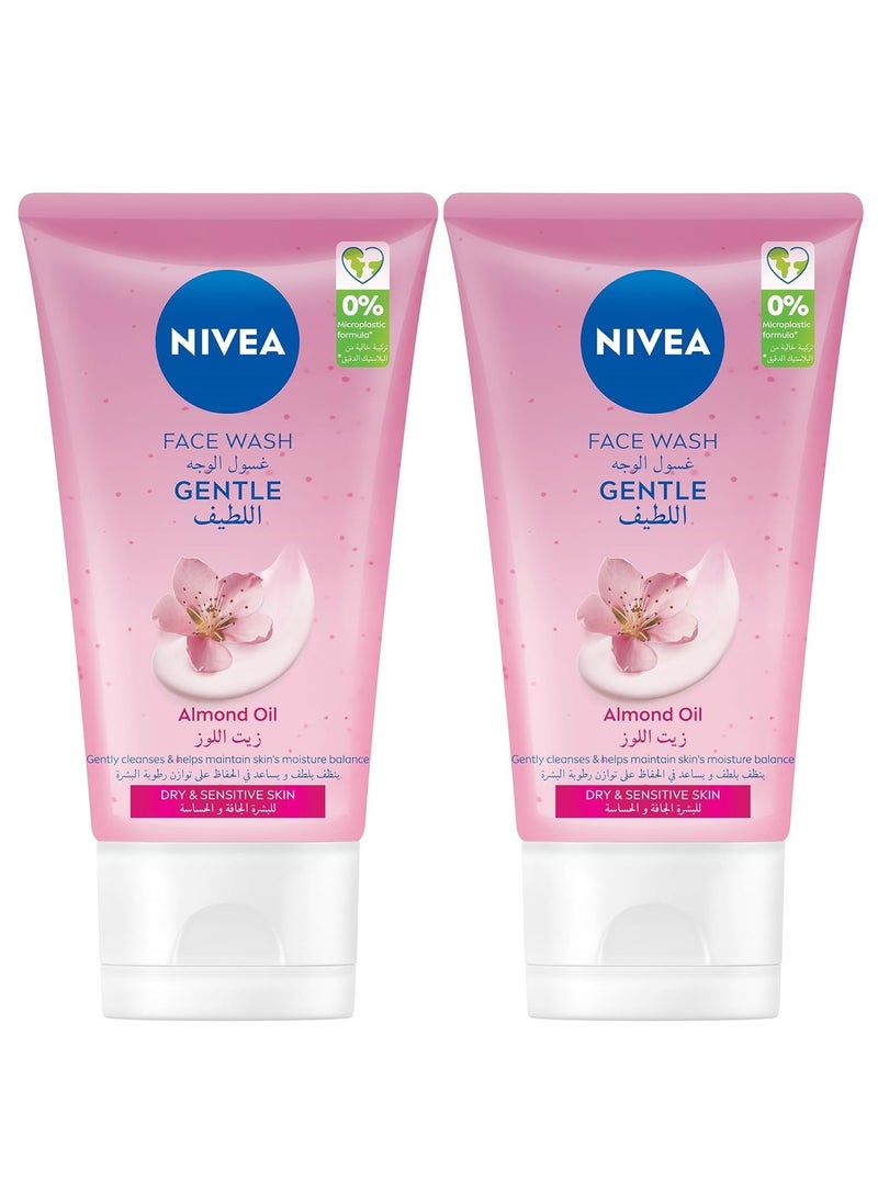 Face Wash Gentle  Almond Oil Cleanser for Dry to Sensitive Skin 150ml Pack of 2