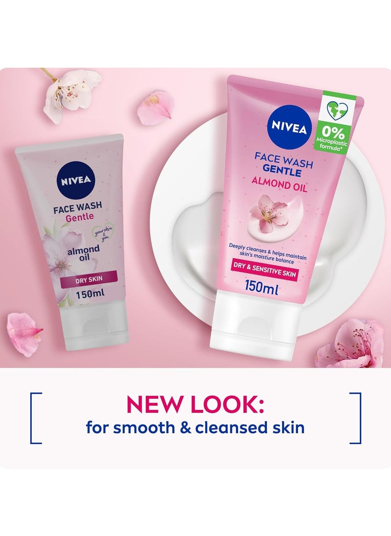 Face Wash Gentle  Almond Oil Cleanser for Dry to Sensitive Skin 150ml Pack of 2