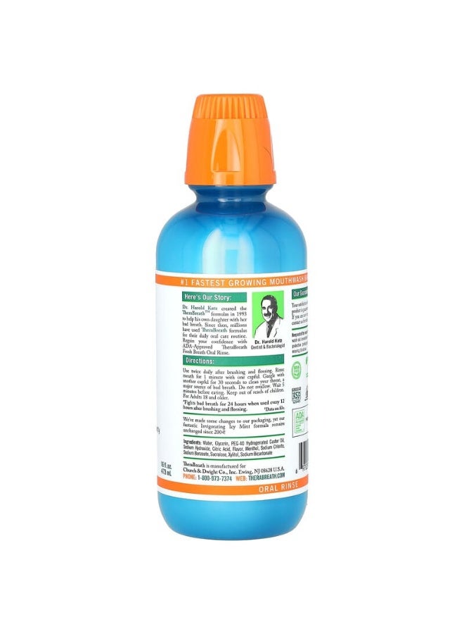 Fresh Breath Oral Rinse, Invigorating Icy Mint, 16 fl oz Packaging May Vary 473ml