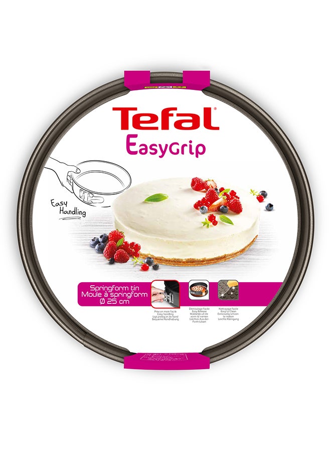 TEFAL Spring Form Baking Mold | Easygrip 25 cm round baking tray | Carbon Steel | 2 Years Warranty | J1626245 Brown 25cm