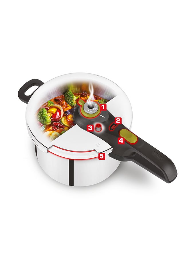 TEFAL Pressure Cooker | Secure 5 Neo 6 L Presure Cooker | 5-security systems | 2 cooking levels | Stainless Steel | 2 Years Warranty | P2530752 6Liters
