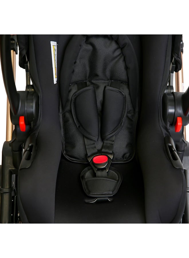 3 In1 Pram Stroller, Sleeping Bassinet And Extra Wide Seat With Wide Canopy For Baby Wine