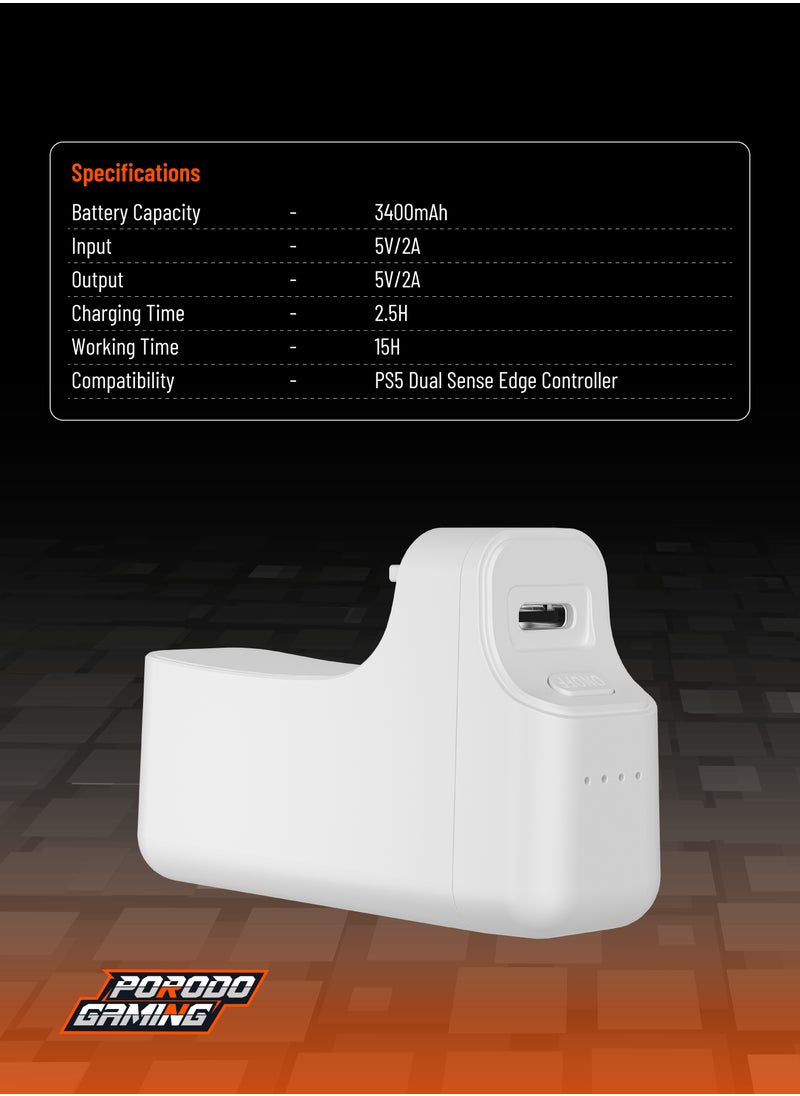 Gaming PS5 Edge Gamepad Controller Back Battery 3400mah - White