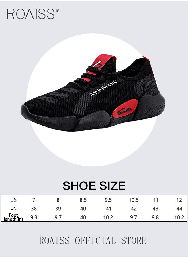 Casual Lightweight Sneakers for Men Soft Sole Non Slip Shock Breathable Outdoor Training Running Shoes Mens Street Style Low Top Lace up Front Elastic Sports Walking Shoes