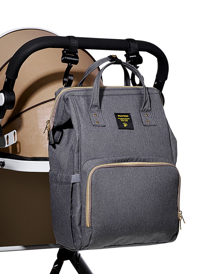 Multifunctional Baby Diaper Bag With Usb And Hooks, Waterproof Pocket, - Grey
