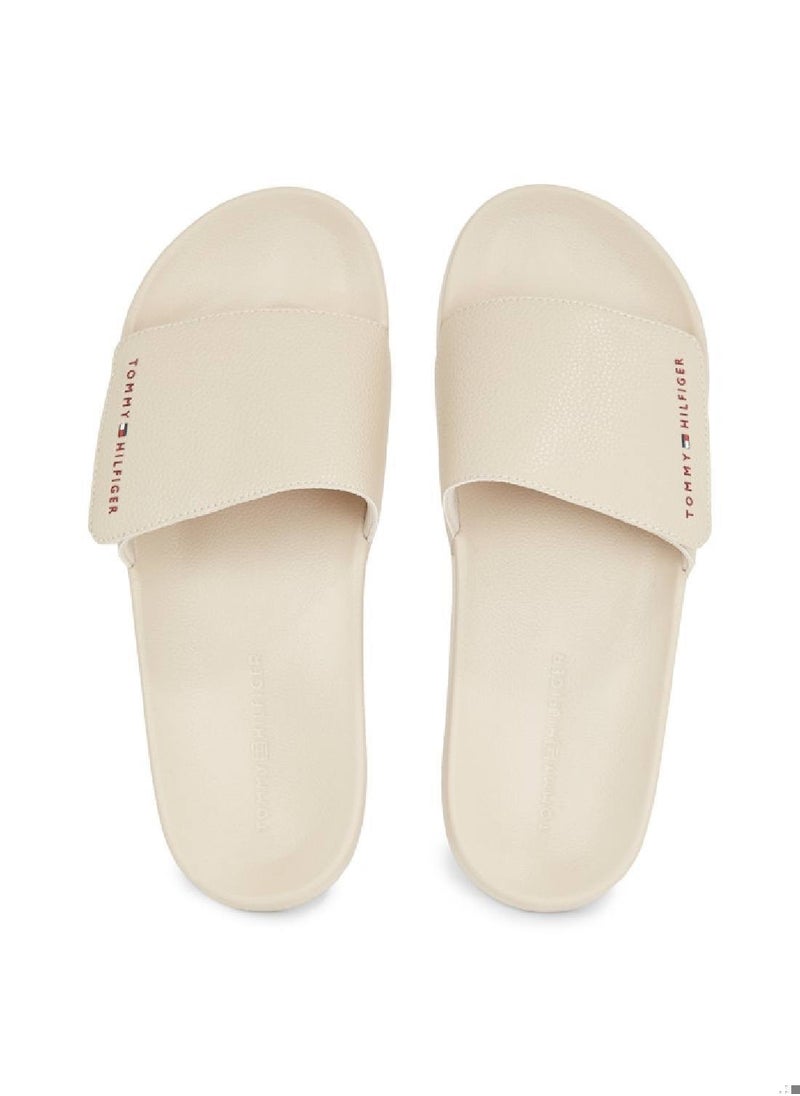 Men's Strappy Hilfiger Pool Flip Flops - Polyester, Beige