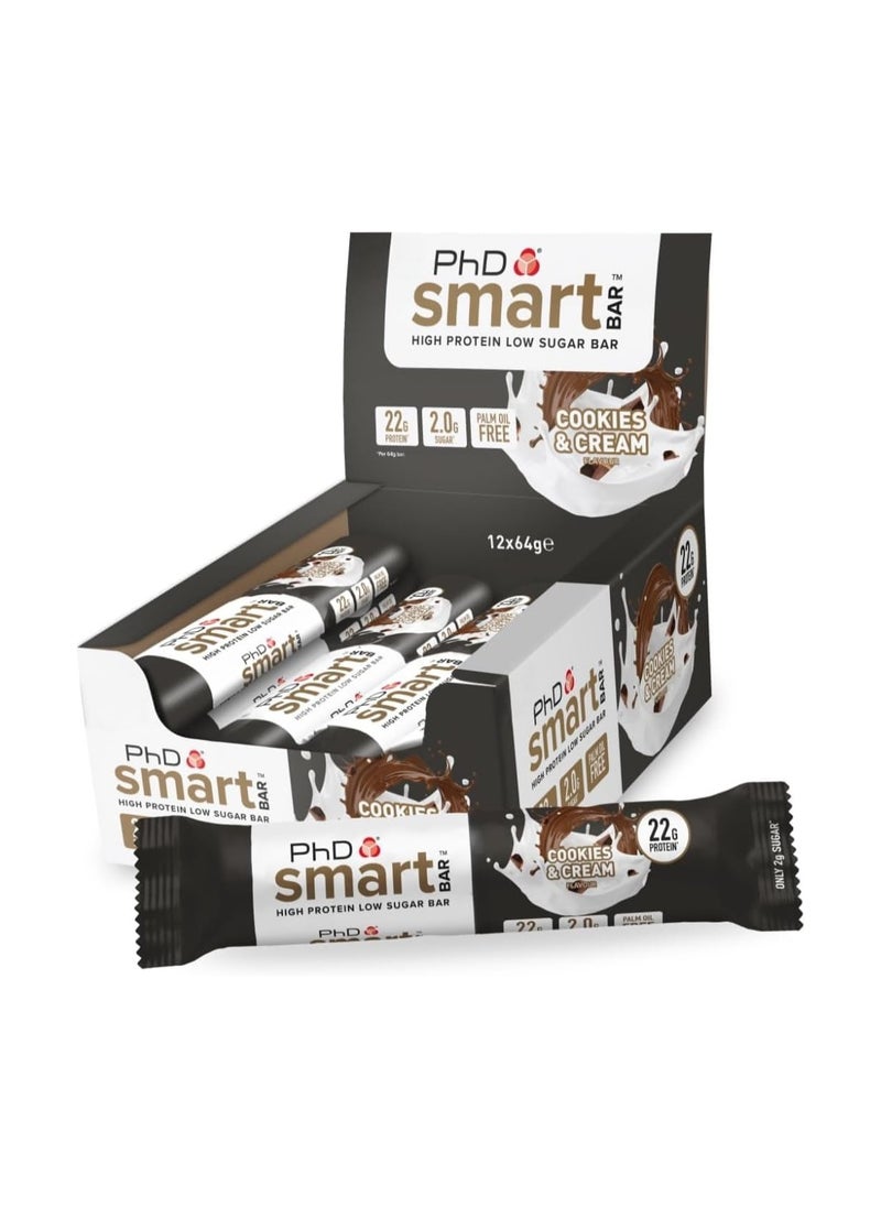 PHD Smart Bar  - High Protein Low Suger Bar 20 G Protein 2.2G Suger  Plam Oil Free, Cookies & Cream Flavour