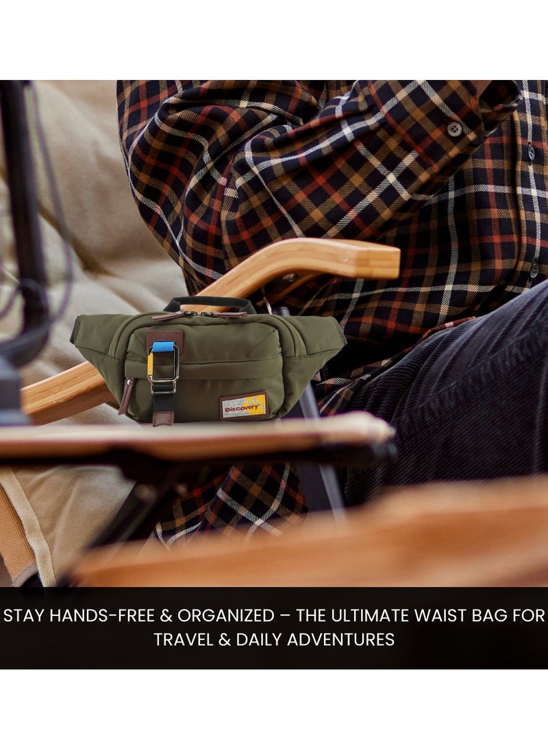 Discovery ICON  Waist Bag Khaki, Hip Bag With Adjustable Strap, RFID Pocket, Suitable For Travel, Outdoors, Gym, Hiking For Men And Women