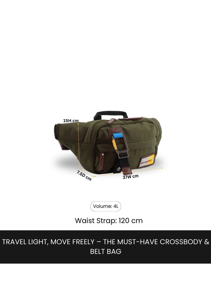 Discovery ICON  Waist Bag Khaki, Hip Bag With Adjustable Strap, RFID Pocket, Suitable For Travel, Outdoors, Gym, Hiking For Men And Women