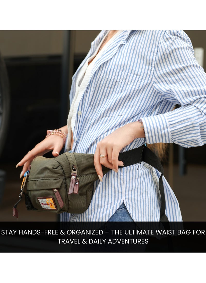 Discovery ICON  Waist Bag Khaki, Hip Bag With Adjustable Strap, RFID Pocket, Suitable For Travel, Outdoors, Gym, Hiking For Men And Women