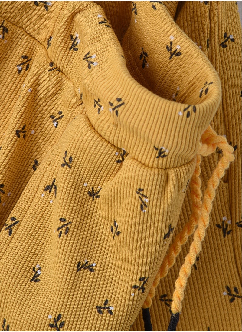 Baby Girls' Off-White Tiered Top with Mustard Shorts | Summer