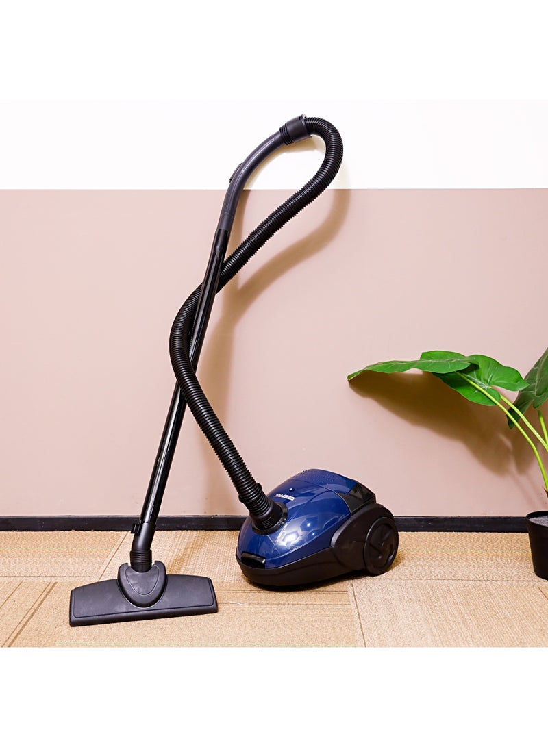 Vacuum Cleaner With 1.5 L Dust Bag Capacity and Dust Full Indicator| Powerful Suction and Low Noise| Includes Flexible Hose, Plastic Insert Tube and Plastic Floor Brush| Pedal Switch and Auto Rewinding 1.5 L 2200 W GVC2594 Blue