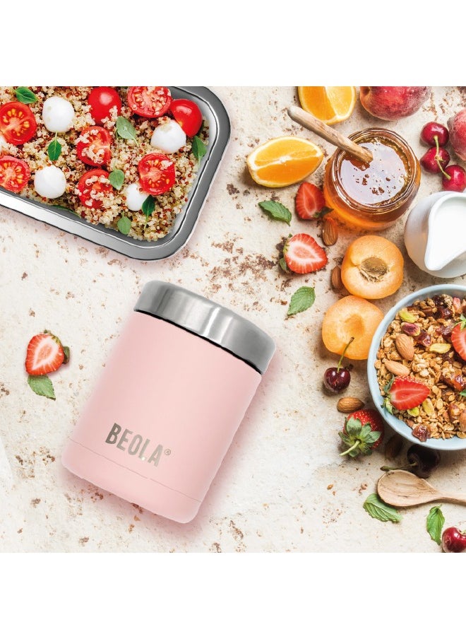450ml Food Jar Lunch Box Thermos Stainless Steel Double Wall Insulated Travel Food Flask for Kids and Adults, 15oz (Fashion Pink)
