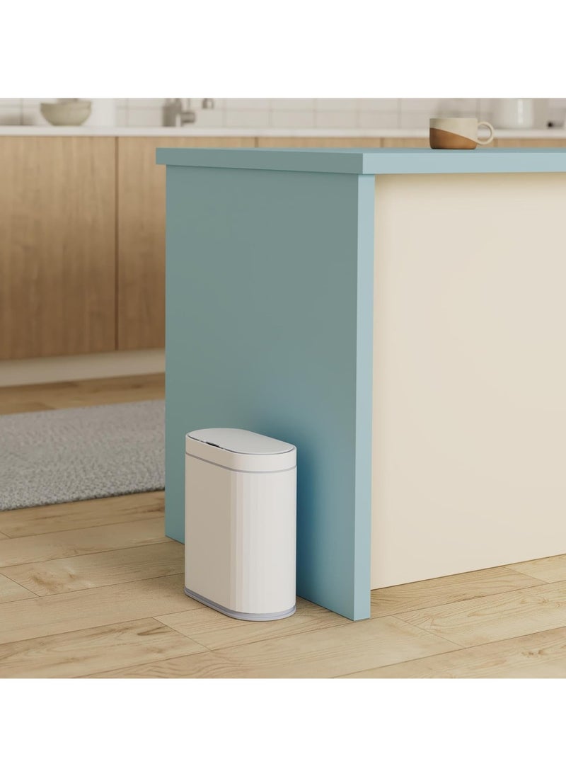 9 L Bathroom Motion Sensor Trash Can Automatic Garbage Can, Slim Plastic Smart Trash Can with Lid, Waterproof Intelligent Trash Bin for Bedroom, Bathroom, Kitchen, Office (Grey)