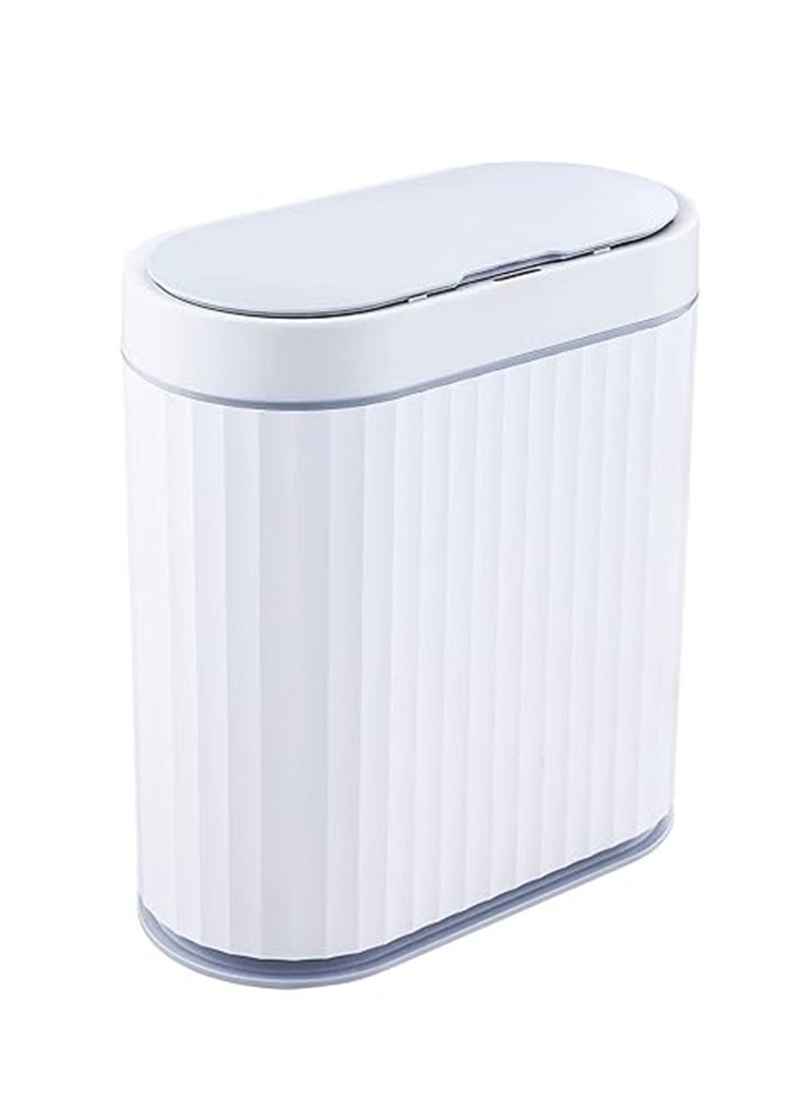9 L Bathroom Motion Sensor Trash Can Automatic Garbage Can, Slim Plastic Smart Trash Can with Lid, Waterproof Intelligent Trash Bin for Bedroom, Bathroom, Kitchen, Office (Grey)