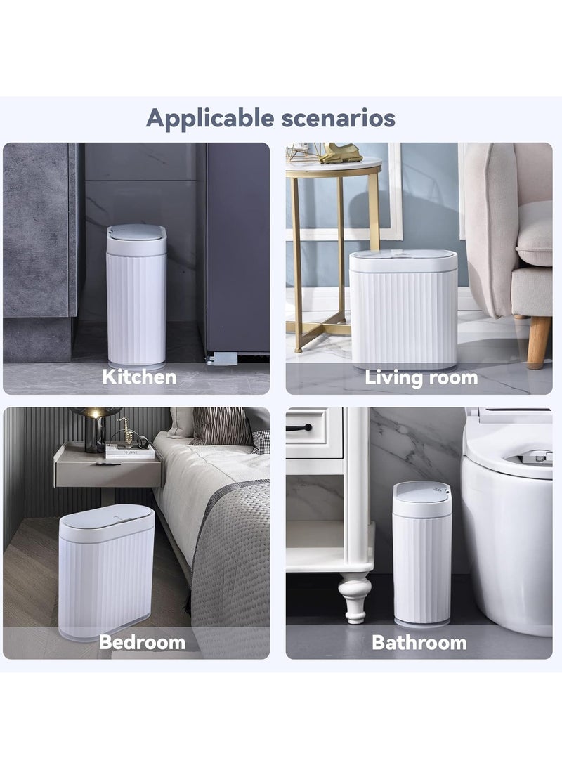 9 L Bathroom Motion Sensor Trash Can Automatic Garbage Can, Slim Plastic Smart Trash Can with Lid, Waterproof Intelligent Trash Bin for Bedroom, Bathroom, Kitchen, Office (Grey)