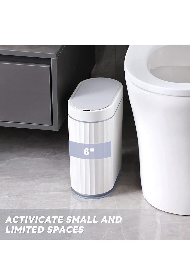 9 L Bathroom Motion Sensor Trash Can Automatic Garbage Can, Slim Plastic Smart Trash Can with Lid, Waterproof Intelligent Trash Bin for Bedroom, Bathroom, Kitchen, Office (Grey)
