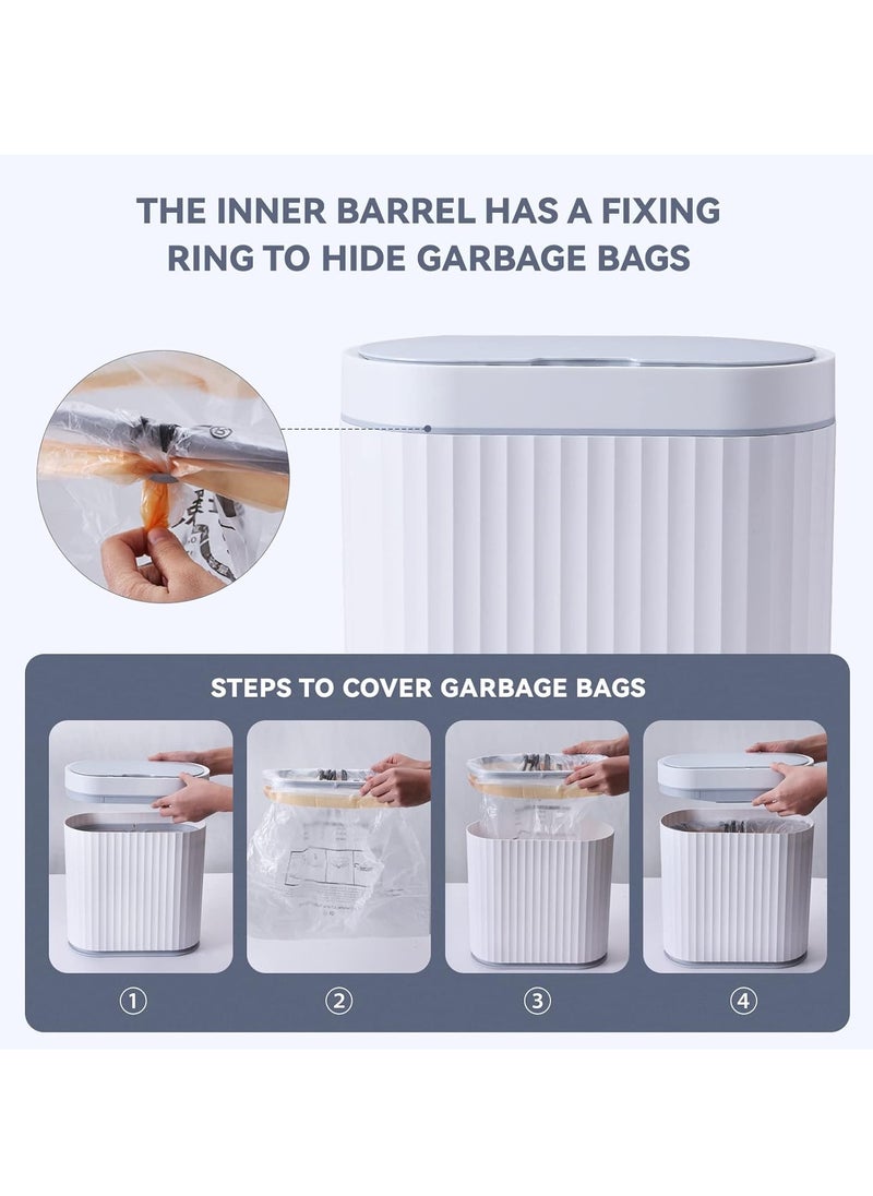 9 L Bathroom Motion Sensor Trash Can Automatic Garbage Can, Slim Plastic Smart Trash Can with Lid, Waterproof Intelligent Trash Bin for Bedroom, Bathroom, Kitchen, Office (Grey)