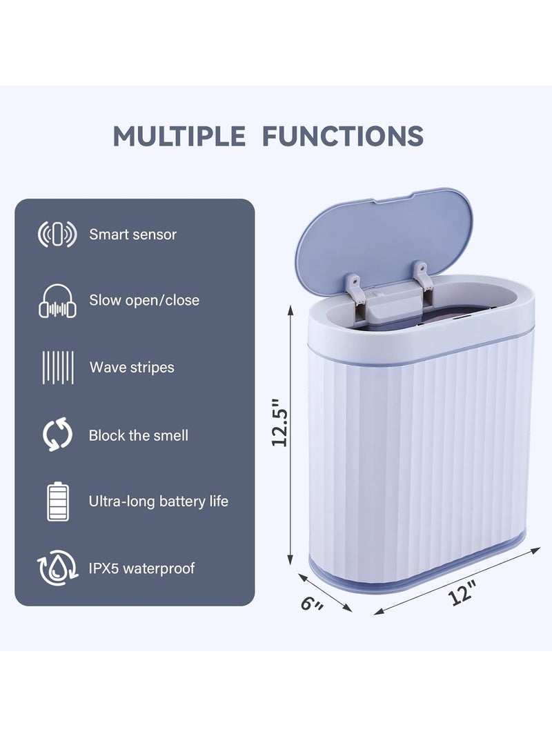 9 L Bathroom Motion Sensor Trash Can Automatic Garbage Can, Slim Plastic Smart Trash Can with Lid, Waterproof Intelligent Trash Bin for Bedroom, Bathroom, Kitchen, Office (Grey)