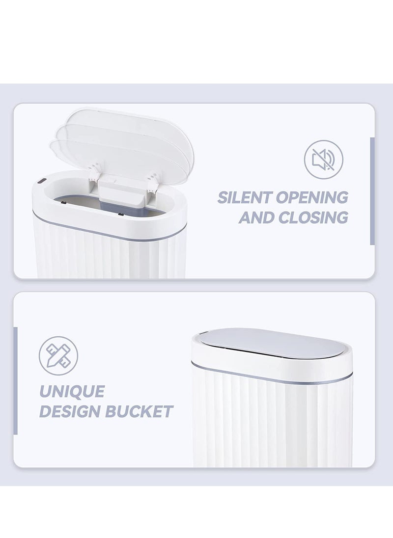 9 L Bathroom Motion Sensor Trash Can Automatic Garbage Can, Slim Plastic Smart Trash Can with Lid, Waterproof Intelligent Trash Bin for Bedroom, Bathroom, Kitchen, Office (Grey)