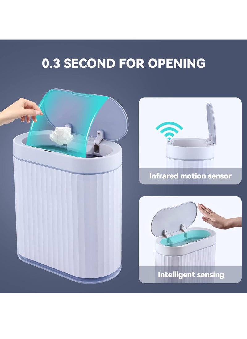 9 L Bathroom Motion Sensor Trash Can Automatic Garbage Can, Slim Plastic Smart Trash Can with Lid, Waterproof Intelligent Trash Bin for Bedroom, Bathroom, Kitchen, Office (Grey)