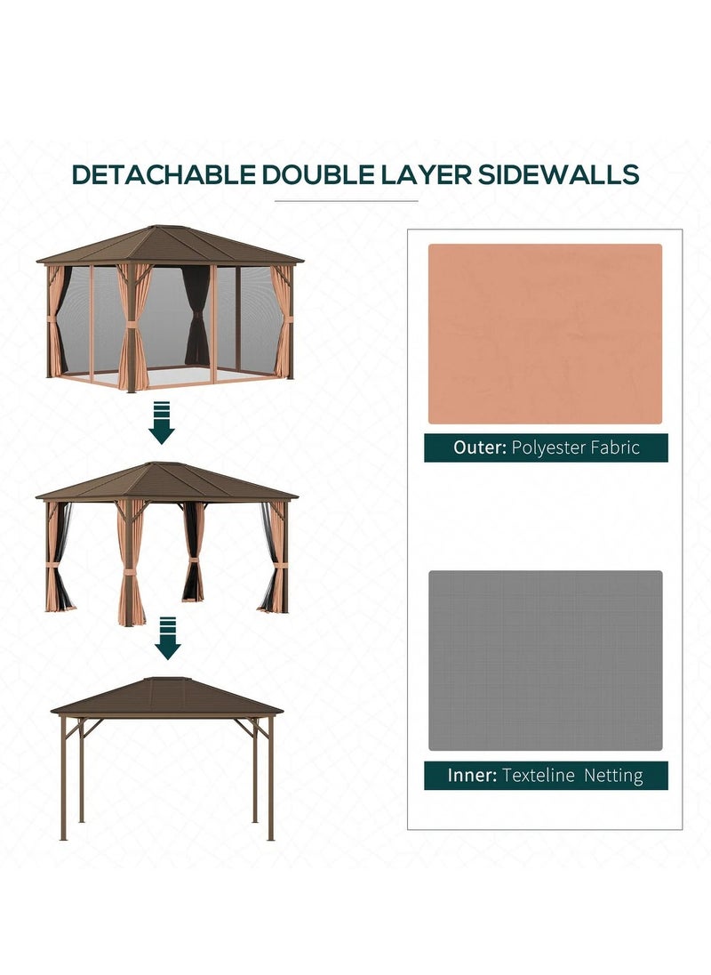 Swin 3mx4meters Durable Aluminum Outdoor Pergole Gazebo for Parks and Public Spaces Brown