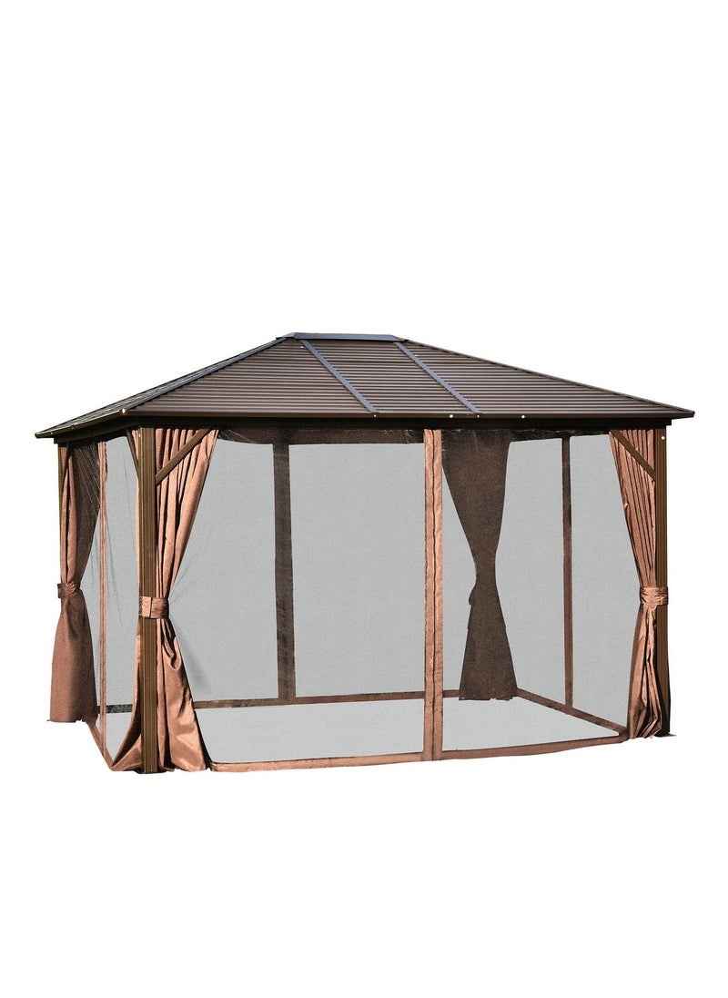 Swin 3mx4meters Durable Aluminum Outdoor Pergole Gazebo for Parks and Public Spaces Brown
