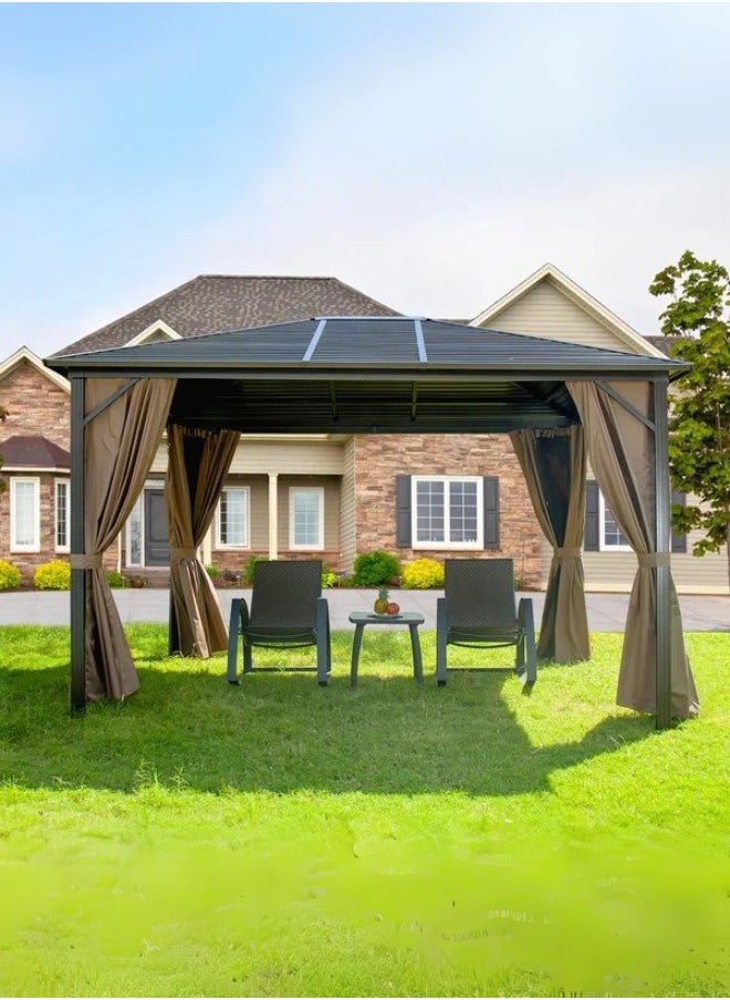 Swin 3mx4meters Durable Aluminum Outdoor Pergole Gazebo for Parks and Public Spaces Brown