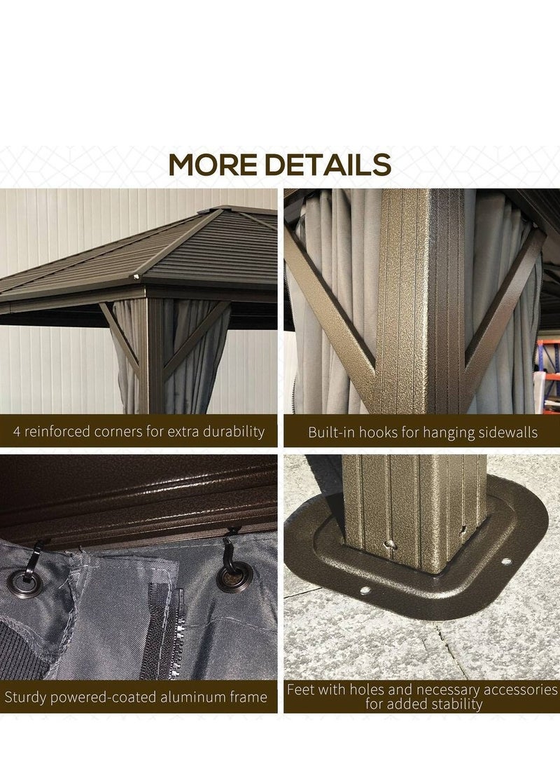 Swin 3mx4meters Durable Aluminum Outdoor Pergole Gazebo for Parks and Public Spaces Brown