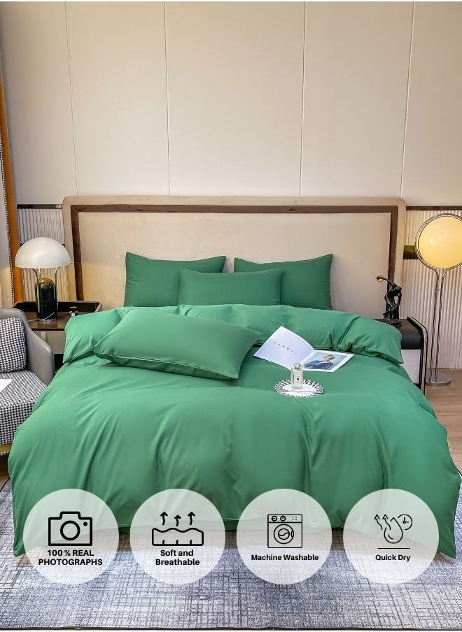 Single Size 4 Piece Duvet Cover Set  Premium Quality Green.