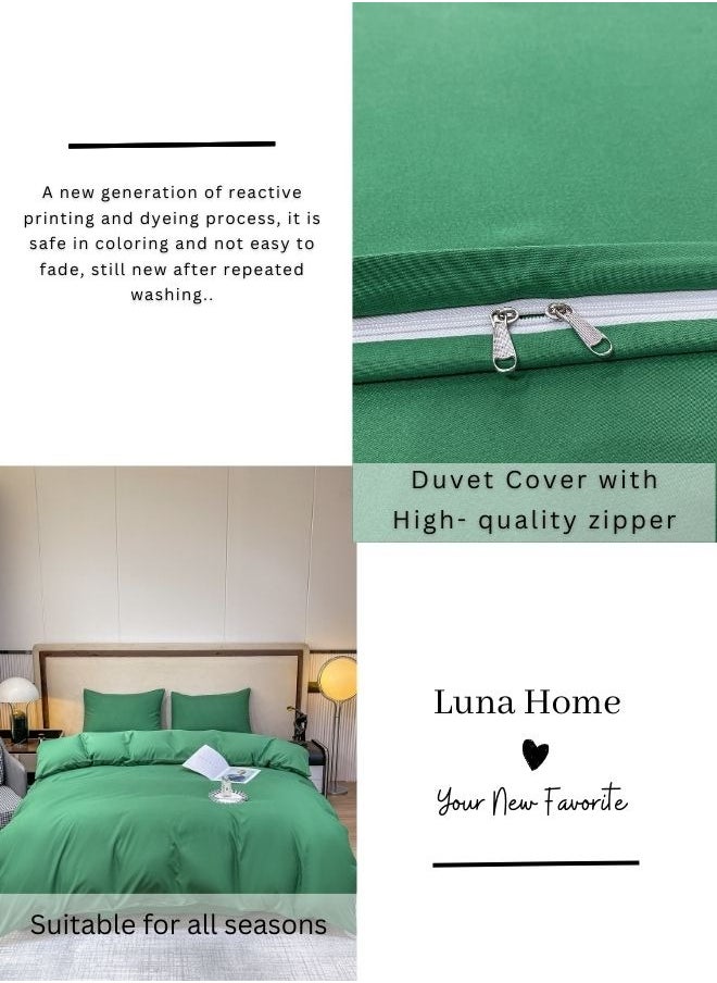 Single Size 4 Piece Duvet Cover Set  Premium Quality Green.
