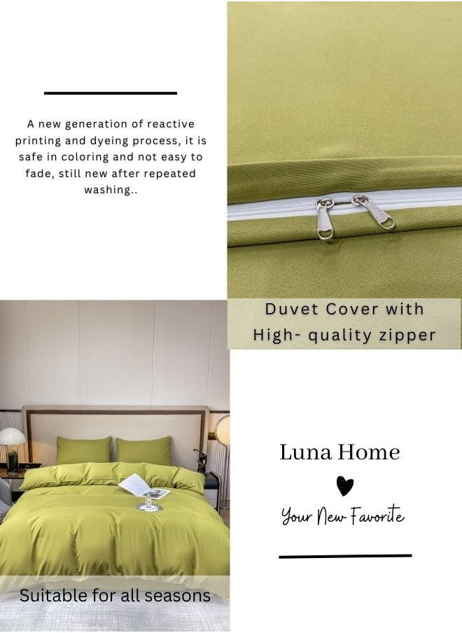 Single Size 4 Piece Duvet Cover Set  Premium Quality Green Color.