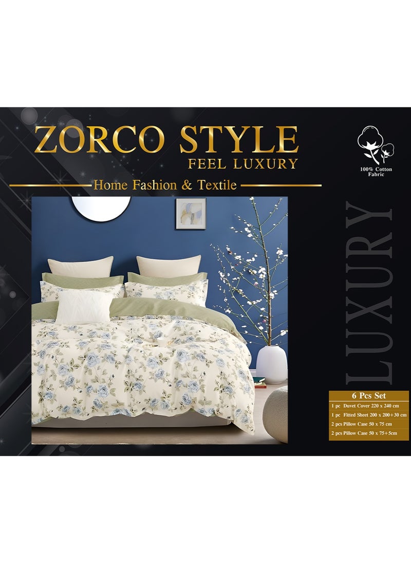 Hotel Duvet Cover Set 6 Pieces Cotton King Size Luxurious Bedding Set, Modern and Attractive Bedding Set with 1xFitted Sheet, 1xDuvet Cover, 4xPillow Cases