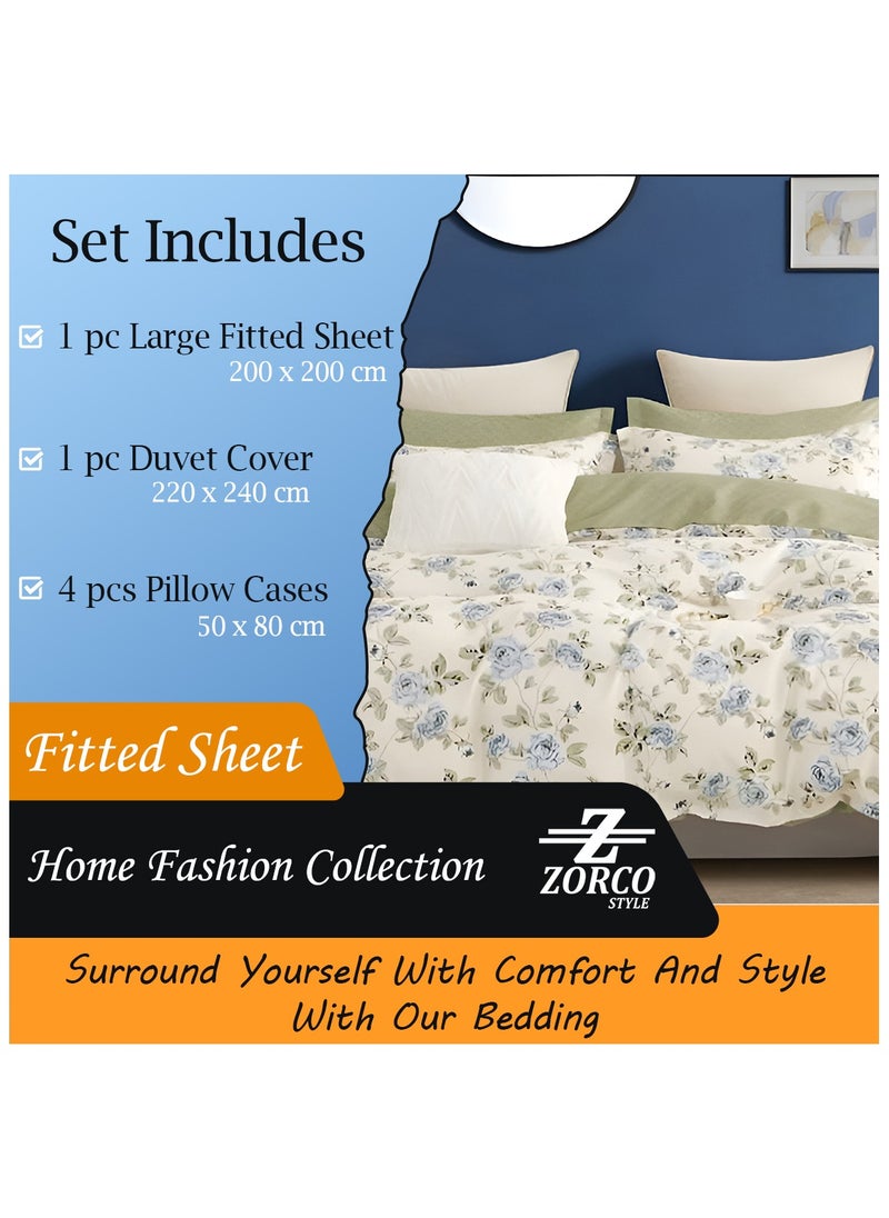 Hotel Duvet Cover Set 6 Pieces Cotton King Size Luxurious Bedding Set, Modern and Attractive Bedding Set with 1xFitted Sheet, 1xDuvet Cover, 4xPillow Cases